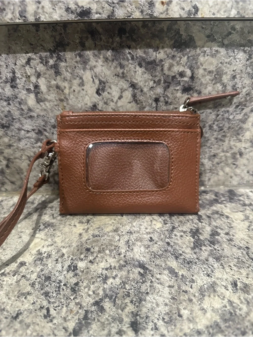 Leather Wristlet Pouch in Brown Liz Claiborne